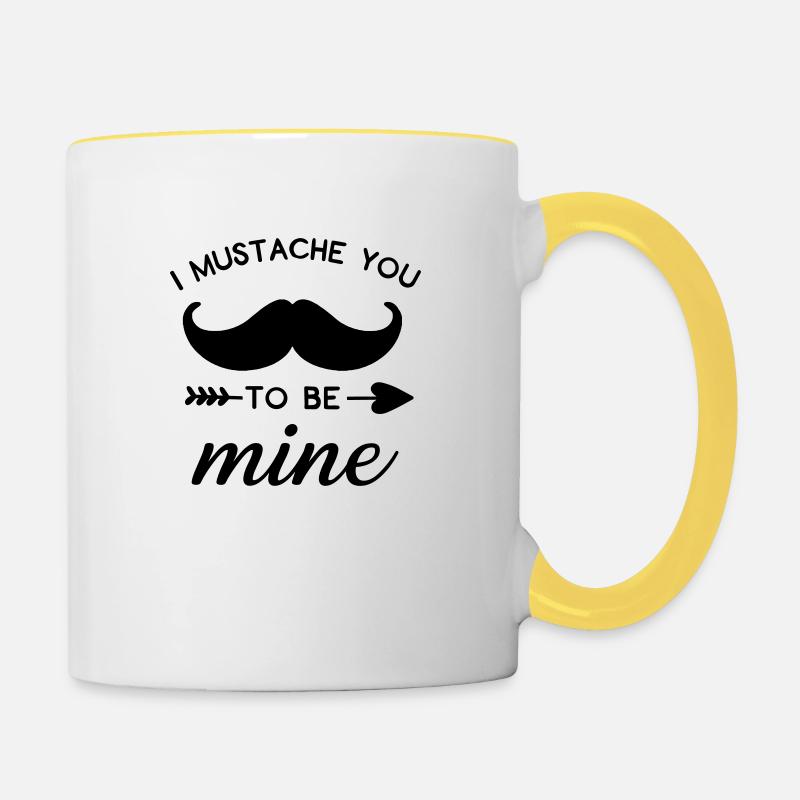 Oberlippenbart Schnauz Bart Hipster Geschenk - Tasse zweifarbig - Weiß/Gelb