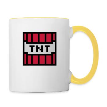 ordinateur pixel rétro jeu nerd joué - Mug contrasté - blanc/jaune - Droite