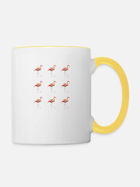 Flamingo Parade - Tasse zweifarbig - Weiß/Gelb
