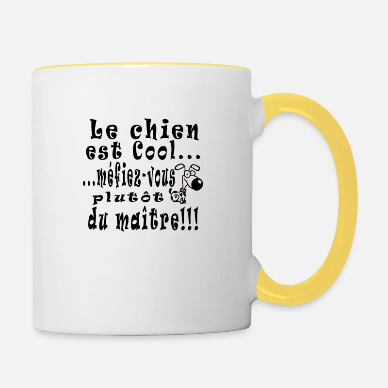 chien_cool_copie - Tasse zweifarbig - Weiß/Gelb