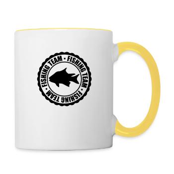 circle round stamp fishing team sport logo caught - Contrasting Mug - white/yellow - Right