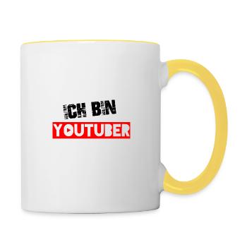 Youtube Youtuber Influencer Vlogger Gamer - Tasse zweifarbig - Weiß/Gelb - Rechts