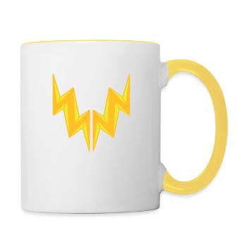 2 lightening electric shock danger sign lightning symbol ka - Contrasting Mug - white/yellow - Right