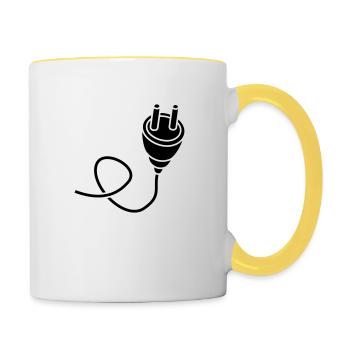 black connect connection cable plug plug - Contrasting Mug - white/yellow - Right