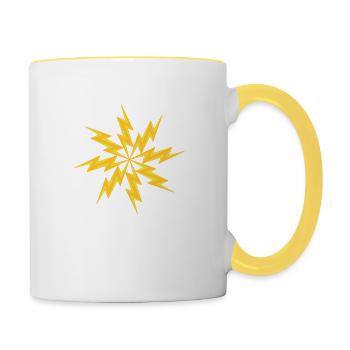 star electric shock danger sign lightning symbol cable - Contrasting Mug - white/yellow - Right