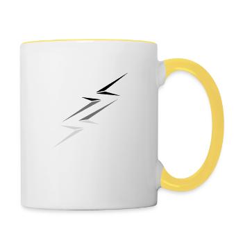 strokes electric shock danger sign lightning symbol kab - Contrasting Mug - white/yellow - Right
