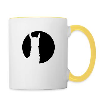 logo round circle silhouette black outline Lama came - Contrasting Mug - white/yellow - Right