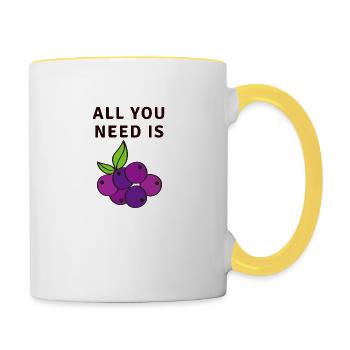 Tout ce dont vous avez besoin est Blueberry Blueberry Blueberry - Mug contrasté - blanc/jaune - Droite
