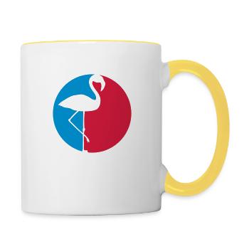 cool rot blau kreis rund logo silhouette umriss fl - Tasse zweifarbig - Weiß/Gelb - Rechts