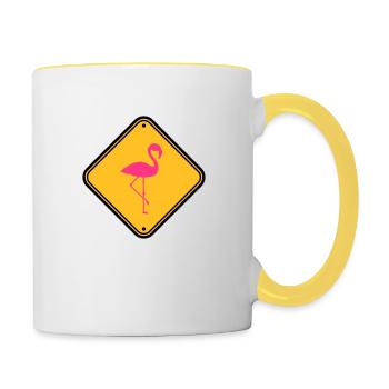 mise en garde mise en garde mise en garde mise en garde bouclier danger fla - Mug contrasté - blanc/jaune - Droite