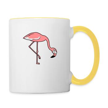 essen trinken beugen unten flamingo clipart comic - Tasse zweifarbig - Weiß/Gelb - Rechts