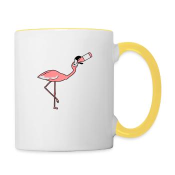 boire de l'alcool bière bouteille soif alcool fête fe - Mug contrasté - blanc/jaune - Droite