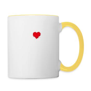 I love Mustache Beard Mustache Heart Love - Contrasting Mug - white/yellow - Right