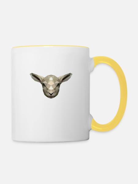 Lamm/Schaf im Poly Design - Tasse zweifarbig - Weiß/Gelb