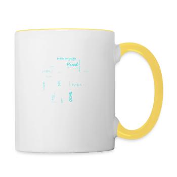 Darts Word Cloud in white and blue - Contrasting Mug - white/yellow - Right