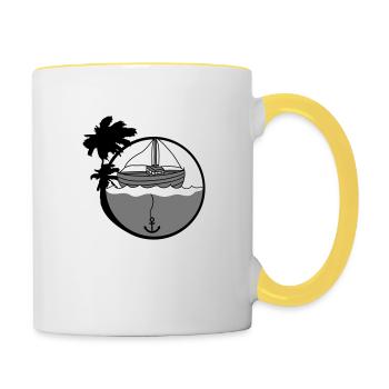 island holiday palm trees anchored anchor throw park b - Contrasting Mug - white/yellow - Right