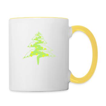 kontur lichter leuchten lichterkette schnee weihna - Tasse zweifarbig - Weiß/Gelb - Rechts