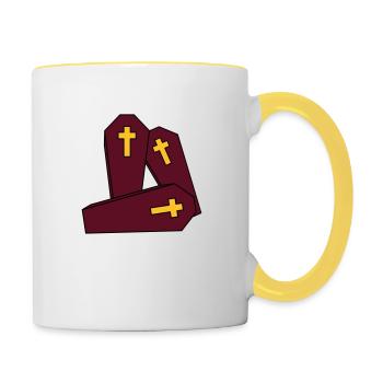 crew viele team 3 freunde sarg beerdigen kreuz gra - Tasse zweifarbig - Weiß/Gelb - Rechts