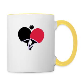 Tischtennis, Ping pong - Tasse zweifarbig - Weiß/Gelb - Rechts
