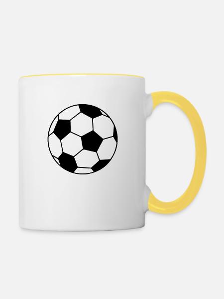 Ursprünglicher Fußball - kundengerecht - Tasse zweifarbig - Weiß/Gelb