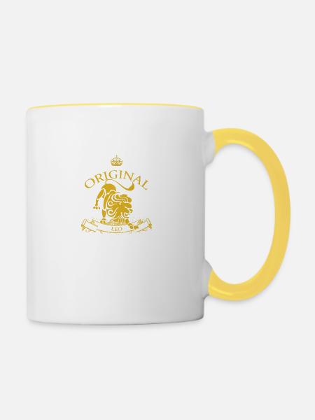 Sternzeichen Löwe - Tasse zweifarbig - Weiß/Gelb