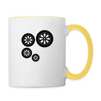 muster reifen motorrad fahren fuehrerschein auto m - Tasse zweifarbig - Weiß/Gelb - Rechts