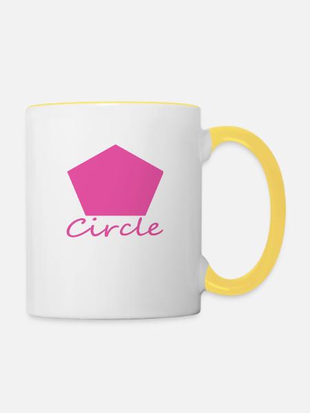 Falsche Kreisform - Tasse zweifarbig - Weiß/Gelb