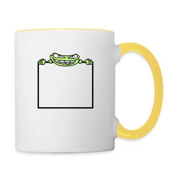 bouclier de grenouille cacher texte de texte écrire mau - Mug contrasté - blanc/jaune - Droite