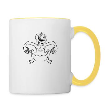 verrueckt daemon gnom klein horror halloween gesic - Tasse zweifarbig - Weiß/Gelb - Rechts
