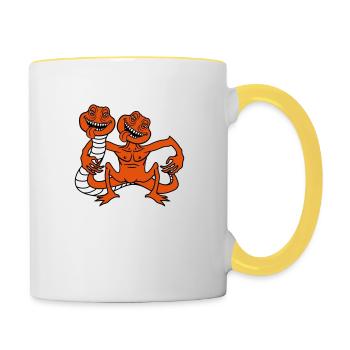 couple en équipe 2 amis démon horreur salope d'halloween - Mug contrasté - blanc/jaune - Droite