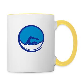 Cercle cool autour du logo nageur de natation uni - Mug contrasté - blanc/jaune - Droite