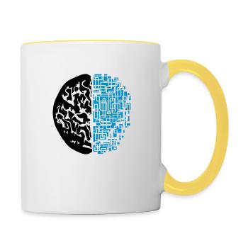 design schwarz digital android synthetisch roboter - Tasse zweifarbig - Weiß/Gelb - Rechts
