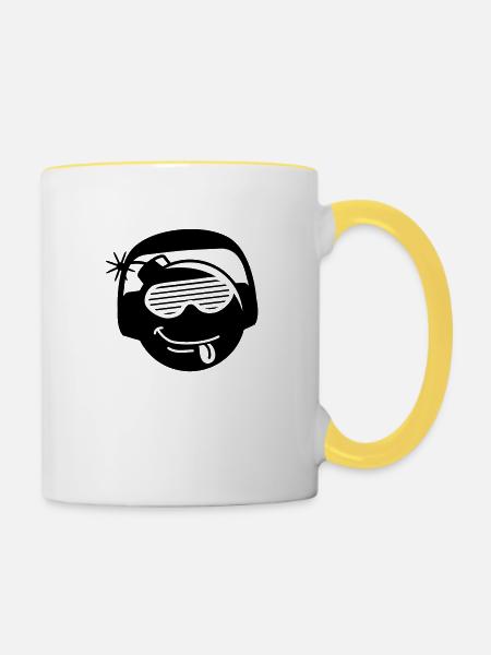 dj_bomb - Tasse zweifarbig - Weiß/Gelb