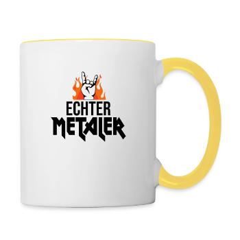echter Metal Fan Heavy Metal - Tasse zweifarbig - Weiß/Gelb - Rechts