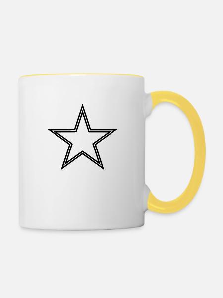 Doppelstern - Tasse zweifarbig - Weiß/Gelb