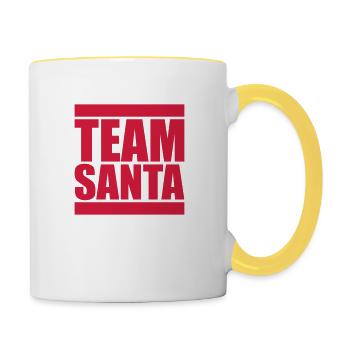 crew team friends merry christmas santa claus n - Contrasting Mug - white/yellow - Right