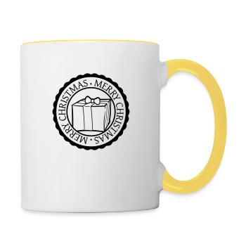 rond cercle timbre nicholas noël design coo - Mug contrasté - blanc/jaune - Droite