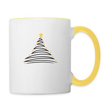 fir tree christmas tree fir star merry chris - Contrasting Mug - white/yellow - Right