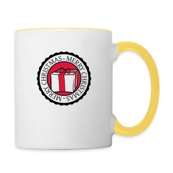 kreis rund stempel nikolaus weihnachten design coo - Tasse zweifarbig - Weiß/Gelb - Rechts