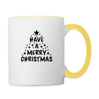 sapin étoiles design cool avoir un joyeux c - Mug contrasté - blanc/jaune - Droite