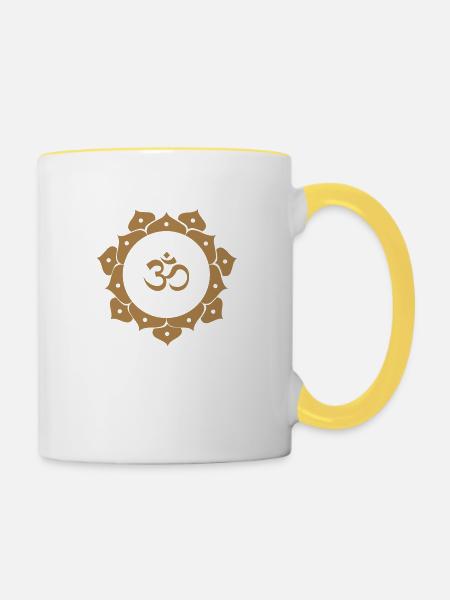 Ohm, Aum, Om - Tasse zweifarbig - Weiß/Gelb
