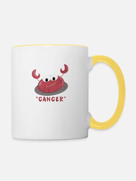 Sternzeichen Krebs - Tasse zweifarbig - Weiß/Gelb