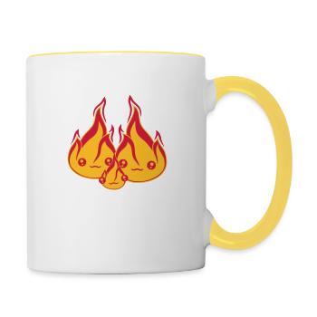 child baby boy family 2 friends team couple love - Contrasting Mug - white/yellow - Right