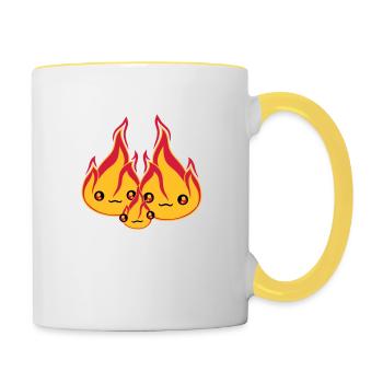 baby child young family 2 friends team couple love - Contrasting Mug - white/yellow - Right