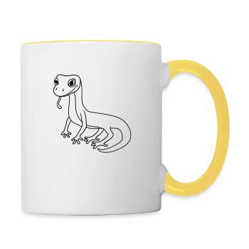 gecko eidechse echse schlange reptil blindschleich - Tasse zweifarbig - Weiß/Gelb - Rechts