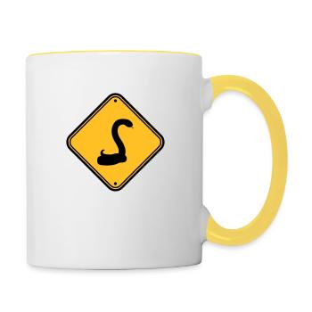serpent attention prudence mise en garde note signe s - Mug contrasté - blanc/jaune - Droite