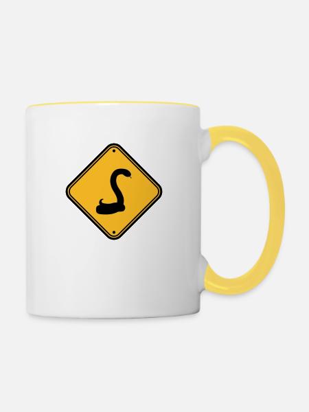 serpent attention prudence mise en garde note signe s - Mug contrasté - blanc/jaune