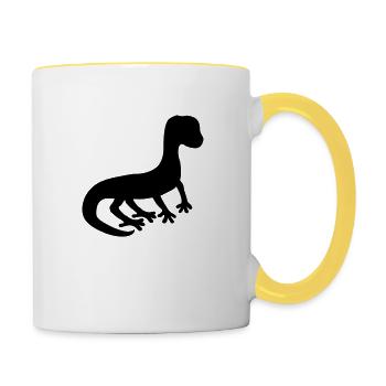 silhouette ombre lézard gecko serpent - Mug contrasté - blanc/jaune - Droite