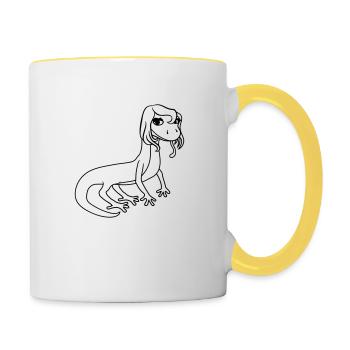 weiblich frau huebsch girl maedchen sexy eidechse - Tasse zweifarbig - Weiß/Gelb - Rechts