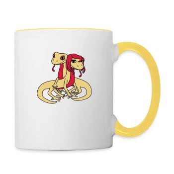 paar paerchen liebe 2 freunde verliebt frau weibli - Tasse zweifarbig - Weiß/Gelb - Rechts
